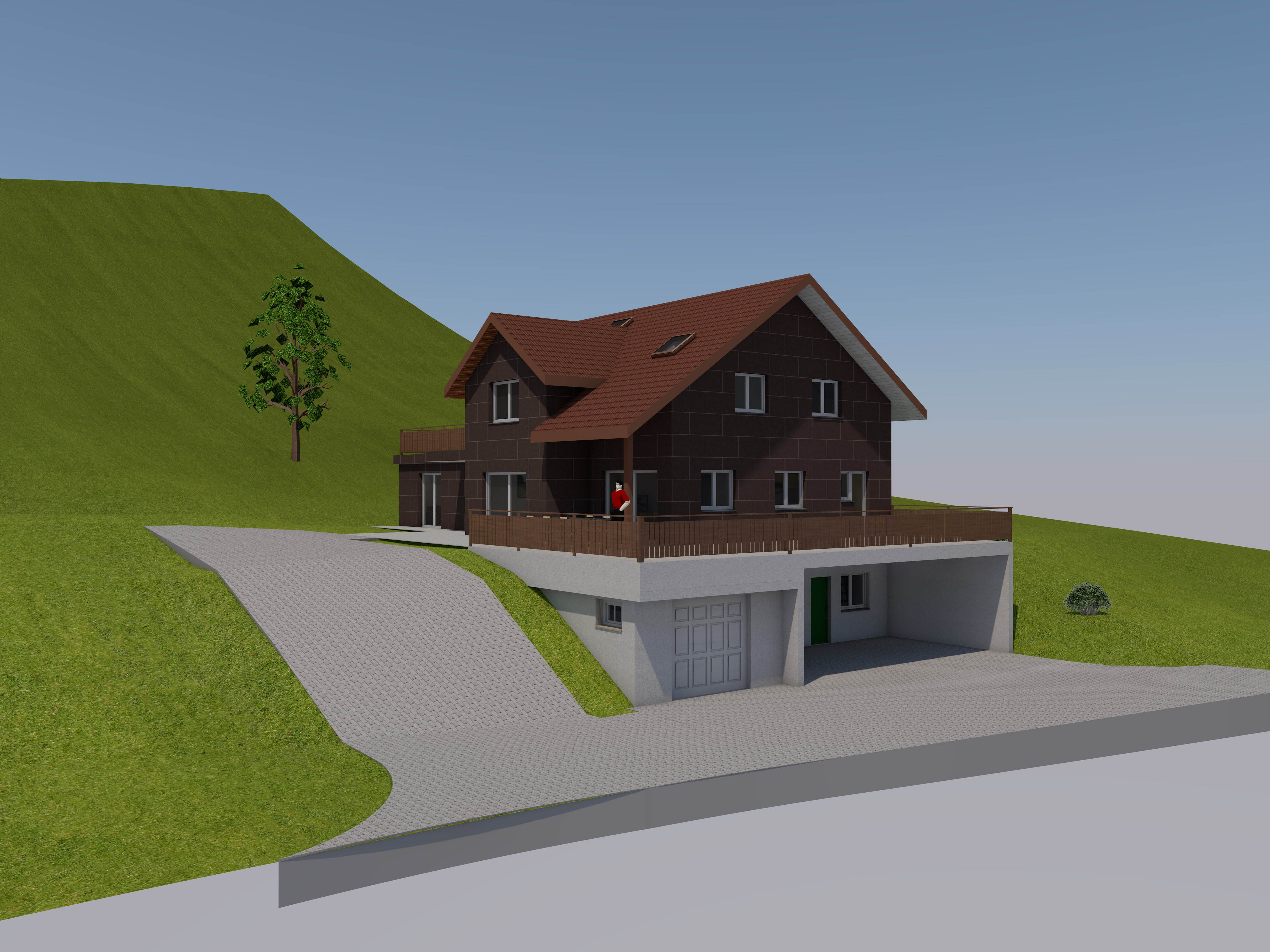 Neubau Umbau Architektur Ronner Bauleitung Planung Kaltbrunn Landwirtschaft alt Haus typisch Schweiz Visualisierung 3D Perspektive Computeranimiert Animierung